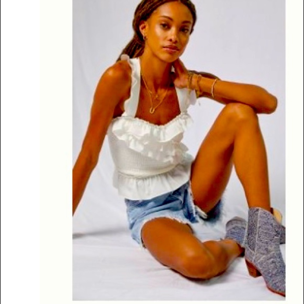 NWT Anthropologie Maeve Smocked Ruffle Tank